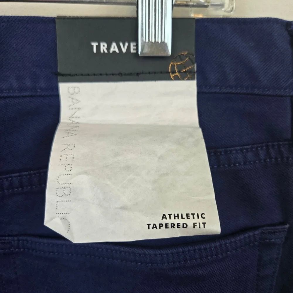 Banana Republic Traveler Pants Mens 36x32 Navy Blue Athletic Tapered Fit Chino